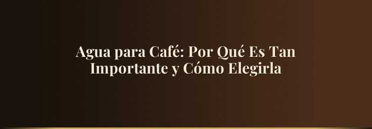 Agua para Café: Por Qué Es Tan Importante y Cómo Elegirla