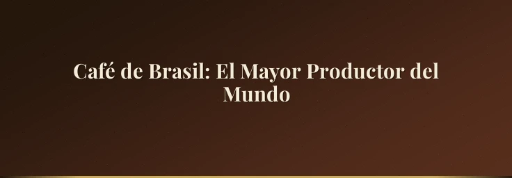 Café de Brasil: El Mayor Productor del Mundo