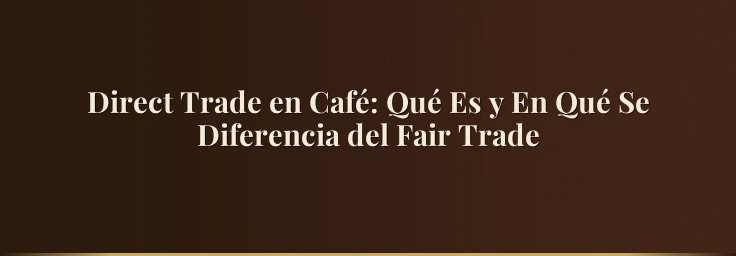 Direct Trade en Café: Qué Es y En Qué Se Diferencia del Fair Trade
