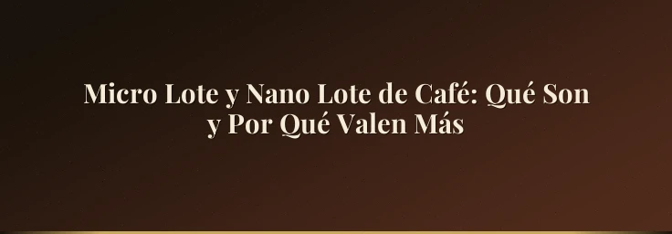 Micro Lote y Nano Lote de Café: Qué Son y Por Qué Valen Más