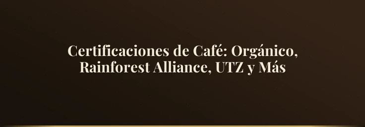 Certificaciones de Café: Orgánico, Rainforest Alliance, UTZ y Más