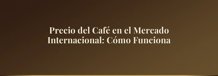 Precio del Café en el Mercado Internacional: Cómo Funciona