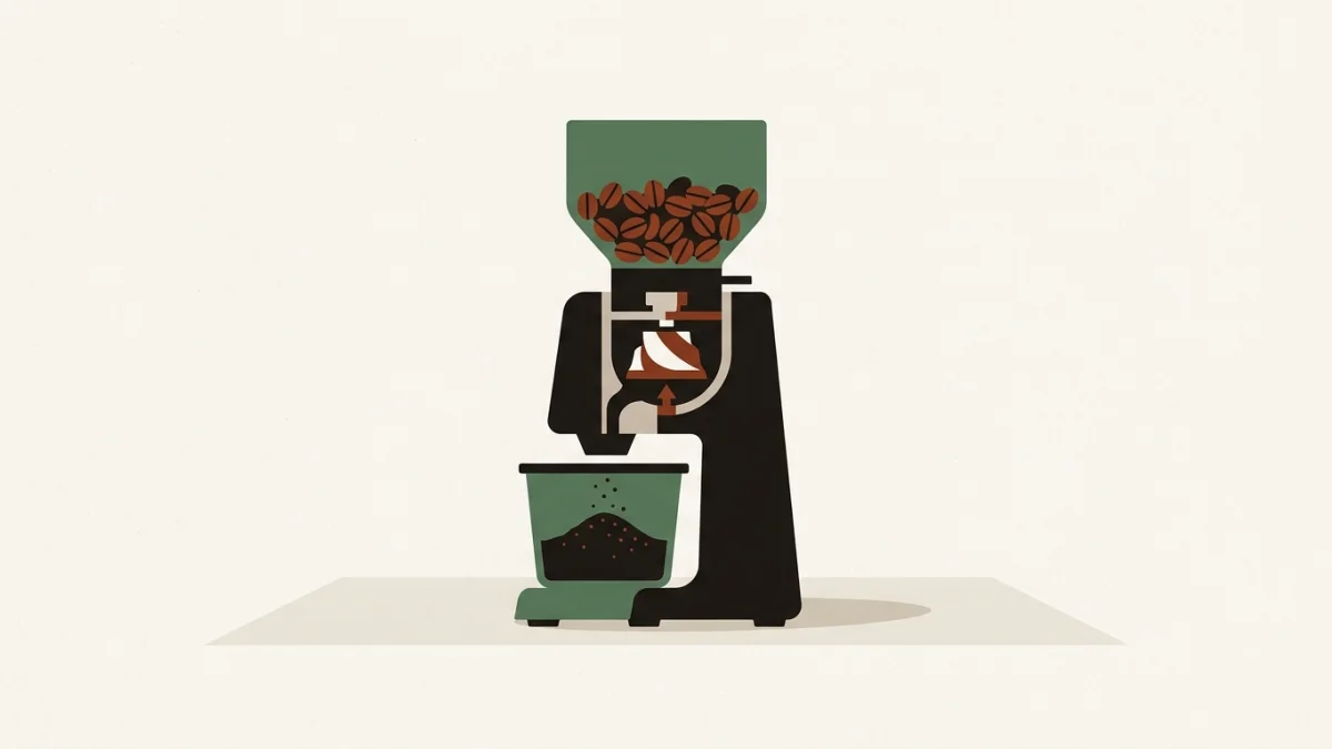 Ilustración: Molinillo de Muelas Planas vs Cónicas: Cuál Elegir y Por Qué